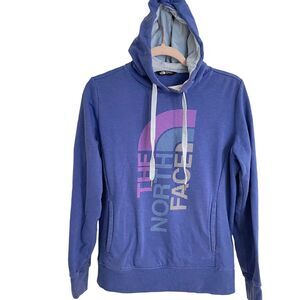 The North Face Womens Size M Logo Hoodie Sweatshirt Periwinkle Blue and Purple
